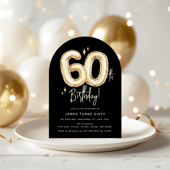 Invitación Fiesta de cumpleaños número 60 de oro trendy con g (Subido por el creador)