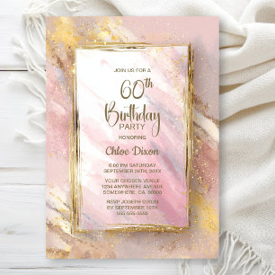 Invitación Fiesta de cumpleaños número 60 de Pink Gold
