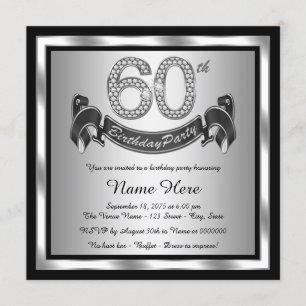 Invitación Fiesta de cumpleaños número 60 de plata