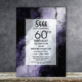 Invitación Fiesta de cumpleaños número 60 de Purple Marble Su