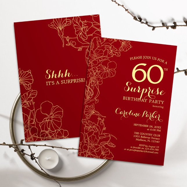Invitación Fiesta de cumpleaños número 60 de Red Gold Surpris (Subido por el creador)