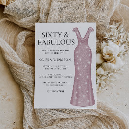 Invitación Fiesta de cumpleaños número 60 de Rosa vestida con