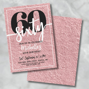 Invitación Fiesta de Cumpleaños número 60 de Rose Gold