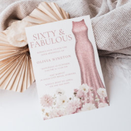 Invitación Fiesta de cumpleaños número 60 de Rubor Pink Flora