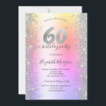Invitación Fiesta de cumpleaños número 60 de Silver Sparkle D<br><div class="desc">Los elegantes diamantes plateados sobre un fondo sombrío. Para cambiar detalles, haga clic en "Detalles". Para mover el texto o cambiar el tamaño, la fuente o el color, haga clic en "Editar usando la herramienta de diseño". Vea el enlace de la colección en esta página para ver todos los elementos...</div>