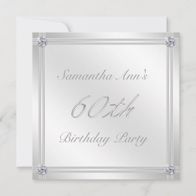 Invitación Fiesta de cumpleaños número 60 de Silver y Diamond (Anverso)