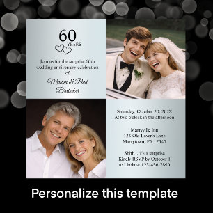 Invitación Fiesta de Cumpleaños número 60 de Sorpresa de Foto