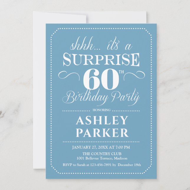 Invitación Fiesta de cumpleaños número 60 de Surprise - Blanc (Anverso)