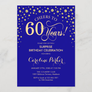 Invitación Fiesta de cumpleaños número 60 de Surprise - Oro A