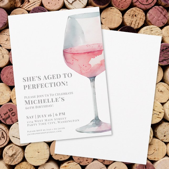 Invitación Fiesta de cumpleaños número 60 de Wine Simple (Wine Simple Sixty 60th Birthday Party Invitation )