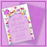 Invitación Fiesta de cumpleaños número 60 del Arco Boho Purpl<br><div class="desc">Un arco morado de Boho rodea los detalles de tu fiesta de cumpleaños número 60. Las flores silvestres coloridas le dan un toque floral al color violeta, amarillo naranja y rojo. La escritura moderna también en morado agrega una atmósfera de moda que también es femenina. La parte posterior es púrpura...</div>