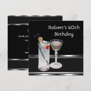 Invitación Fiesta de cumpleaños número 60 del hombre Bebidas 