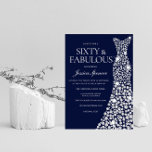 Invitación Fiesta de cumpleaños número 60 del Navy Blue Diamo<br><div class="desc">Vestido de diamante blanco azul marino Fiesta de cumpleaños número 60 Diferentes de cumpleaños 60 y Fabulosas Variaciones de invitación a la invitación y artículos coincidentes en nuestra tienda</div>