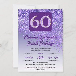 Invitación Fiesta de cumpleaños número 60 del Purpurina morad