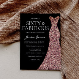 Invitación Fiesta de cumpleaños número 60 del Rosa Gold Spark