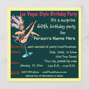 Invitación Fiesta de cumpleaños número 60 del tema Las Vegas