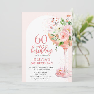 Invitación Fiesta de cumpleaños número 60 elegante con champá
