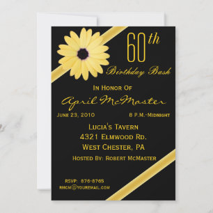Invitación Fiesta de cumpleaños número 60 en negro y oro