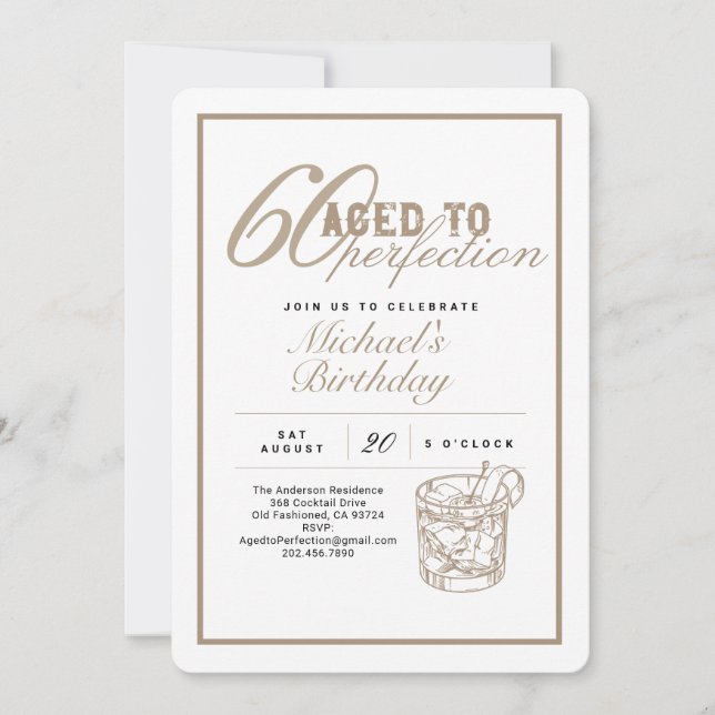 Invitación Fiesta de cumpleaños número 60 envejecida a la per (Anverso)