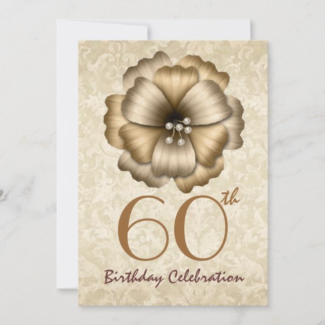 Invitación Fiesta de cumpleaños número 60 - Flor de oro (Anverso)