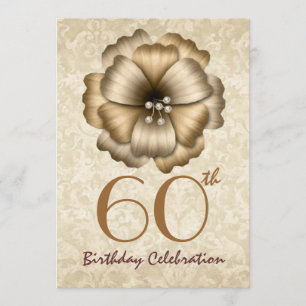 Invitación Fiesta de cumpleaños número 60 - Flor de oro
