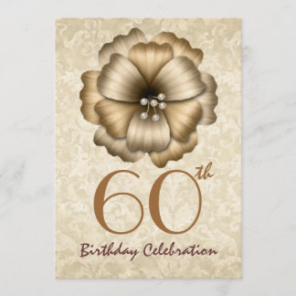 Invitación Fiesta de cumpleaños número 60 - Flor de oro