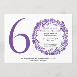 Invitación Fiesta de cumpleaños número 60, flores de lavanda