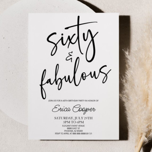 Invitación Fiesta de cumpleaños número 60 mínima y fabulosa (Subido por el creador)