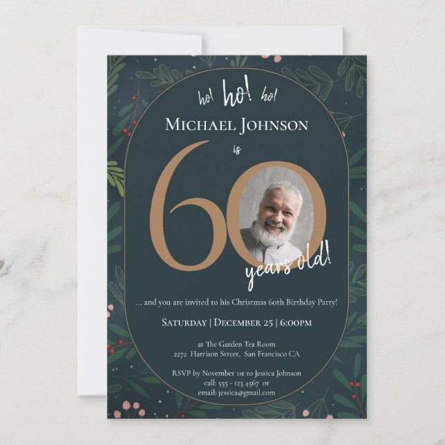 Invitación Fiesta de cumpleaños número 60 navidades (Anverso)