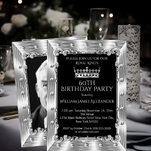 Invitación Fiesta de cumpleaños número 60 para hombre corona 