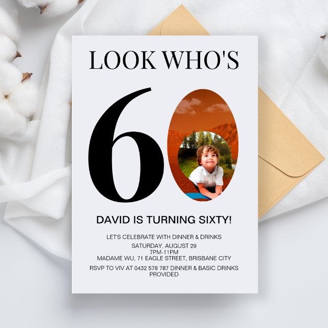 Invitación Fiesta de cumpleaños número 60 para hombres mujere (Subido por el creador)