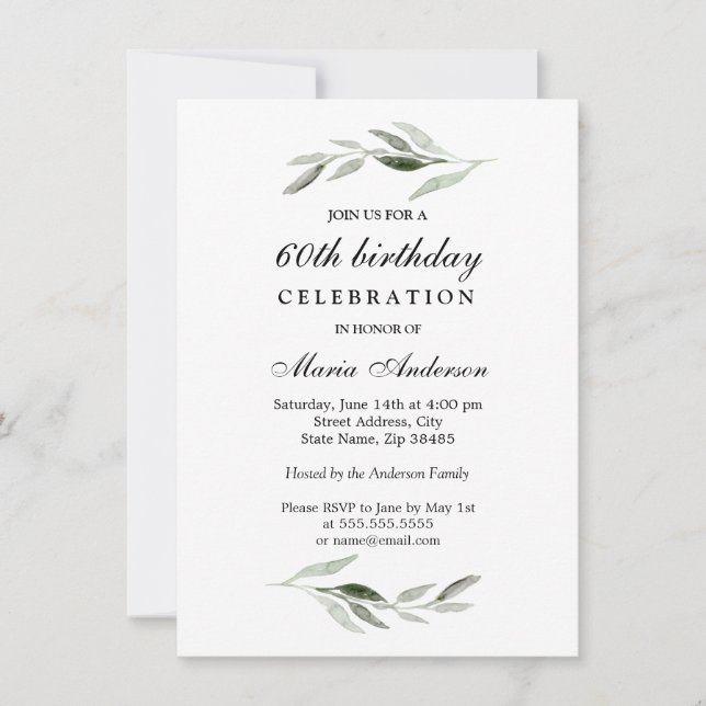 Invitación Fiesta de cumpleaños número 60 para hombres y muje (Anverso)