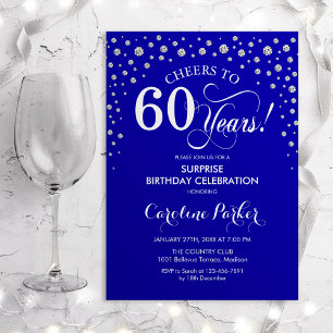 Invitación Fiesta de cumpleaños número 60 - Plata azul real
