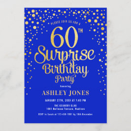 Invitación Fiesta de cumpleaños número 60 - Royal Blue & Gold