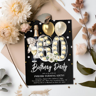 Invitación Fiesta de cumpleaños número 60 rústica para adulto