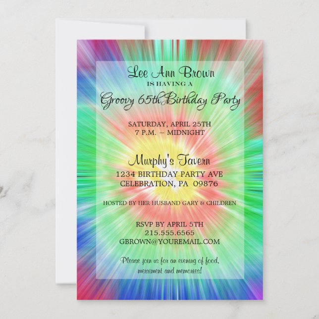 Invitación Fiesta de cumpleaños número 65 (Anverso)