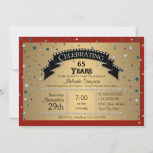 Invitación Fiesta de cumpleaños número 65 celebra Faux Jewel 