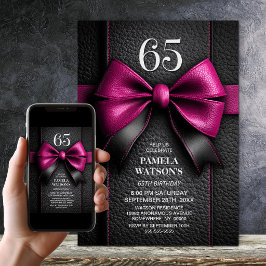 Invitación Fiesta de cumpleaños número 65 con lazo de cuero r