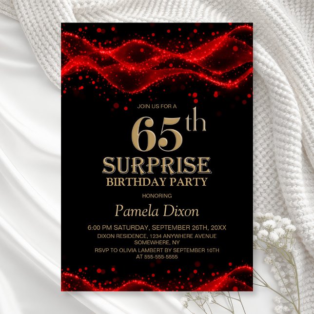 Invitación Fiesta de cumpleaños número 65 de Black and Red Su (Subido por el creador)