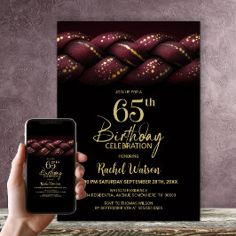 Invitación Fiesta de cumpleaños número 65 de Burgundy Gold Br