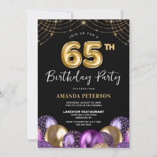 Invitación Fiesta de cumpleaños número 65 de la morada de oro