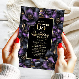 Invitación Fiesta de cumpleaños número 65 de Morado y Floral 