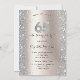 Invitación Fiesta de cumpleaños número 65 de Silver Sparkle D