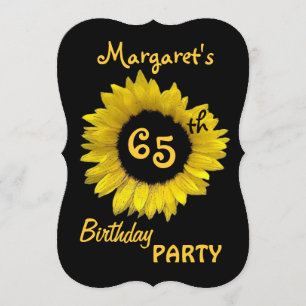 Invitación Fiesta de cumpleaños número 65 Girasol amarillo V0