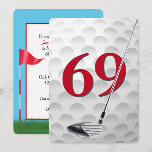 Invitación Fiesta de cumpleaños número 69 con tema de golf