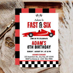 Invitación Fiesta de cumpleaños número 6 de niño con coche de