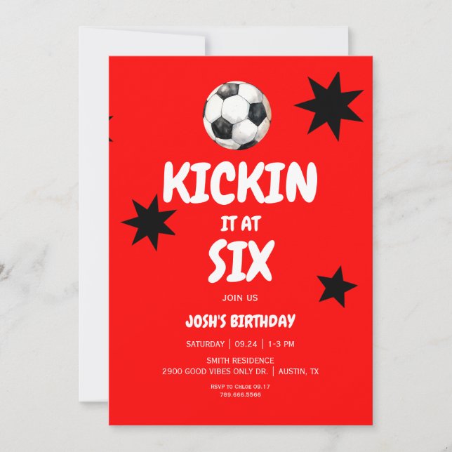 Invitación Fiesta de cumpleaños número 6 de Red Kickin it at  (Anverso)