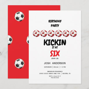 Invitación Fiesta de cumpleaños número 6 de Red Kickin it Fút