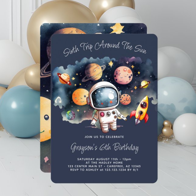Invitación Fiesta de cumpleaños número 6 Planetas del espacio (Subido por el creador)