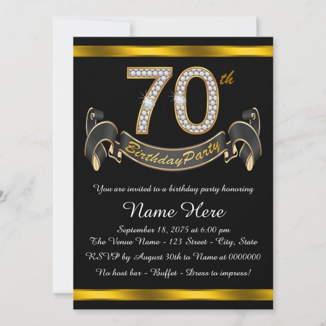 Invitación Fiesta de cumpleaños número 70 (Anverso)